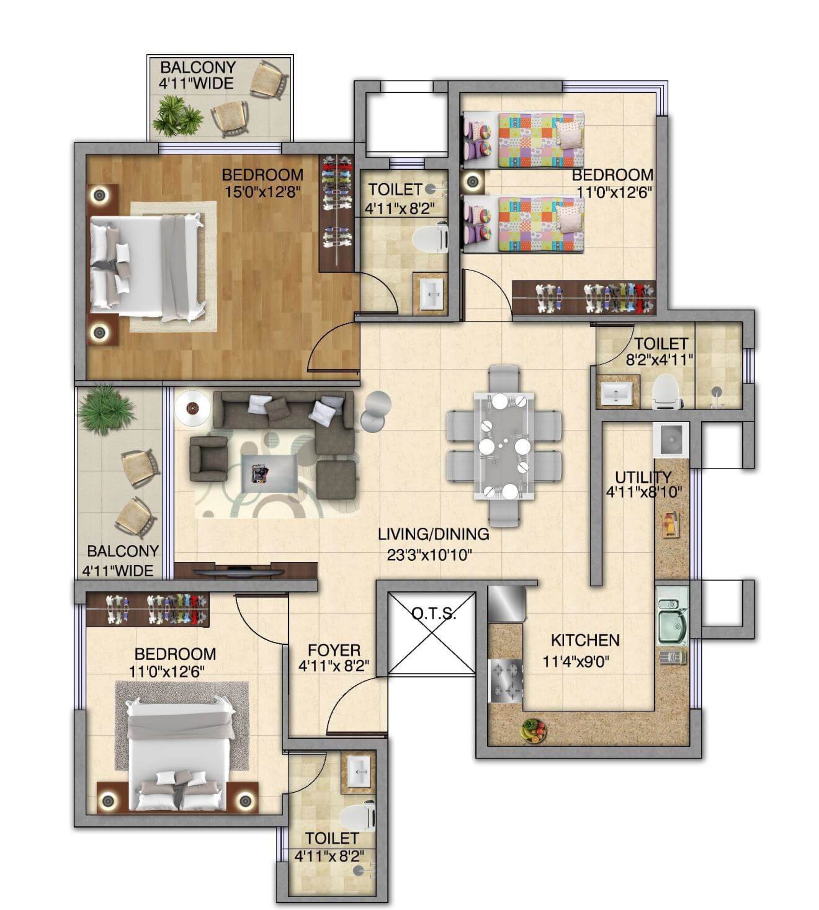kolte patil itowers exente apartment 3bhk 1705sqft 1