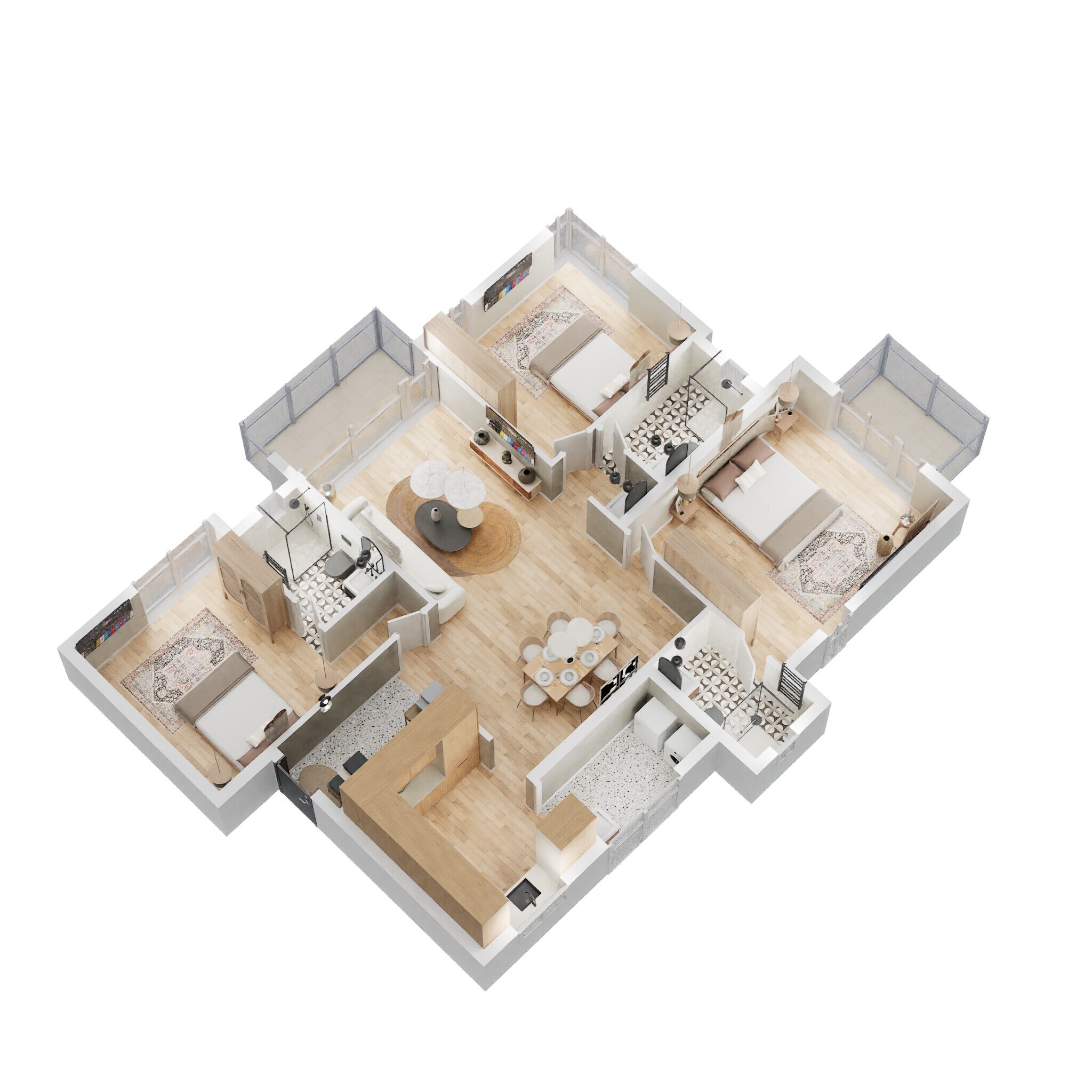 Floor plan of 3 BHK 1730 Sq. Ft. Apartment in Kolte Patil iTowers Exente, Bangalore