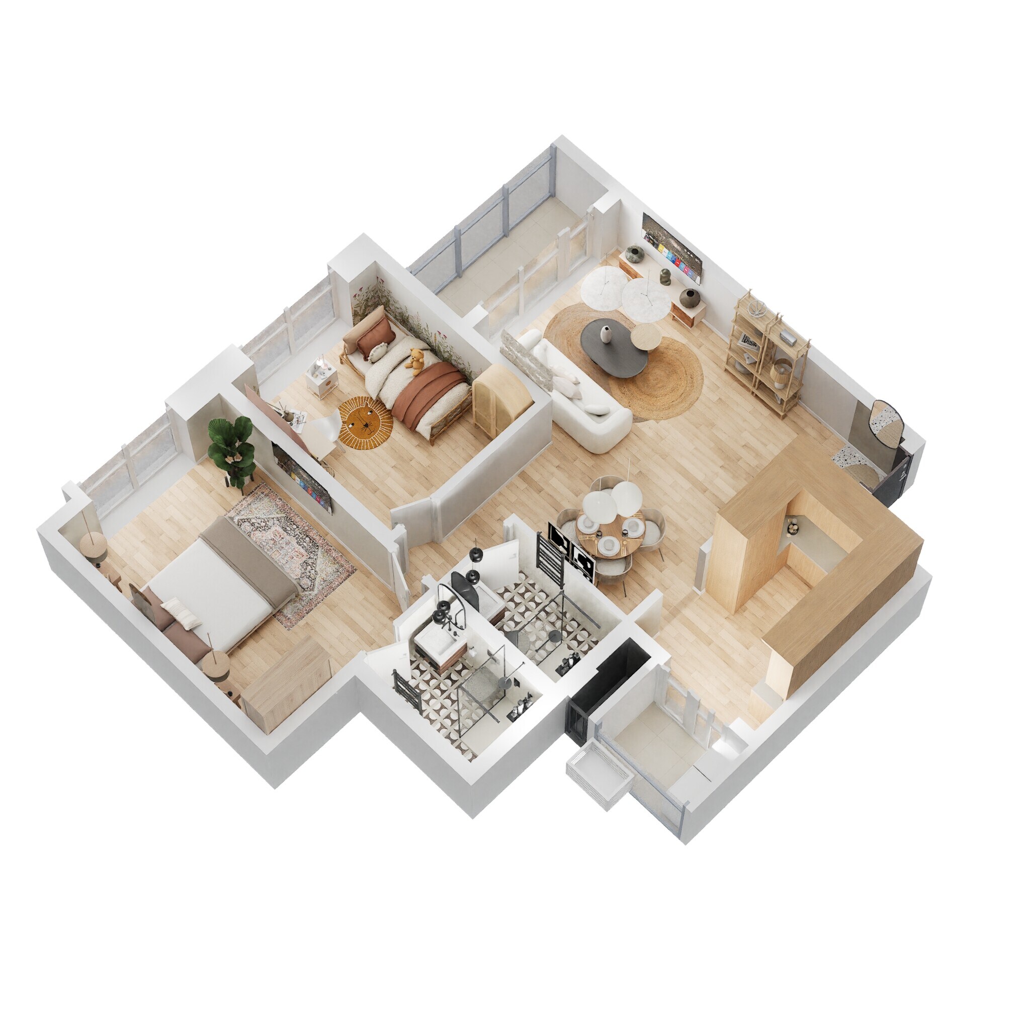 Floor plan of 2 BHK Apartment - 643 sq. ft. in Kolte Patil Raaga Phase II, Bangalore
