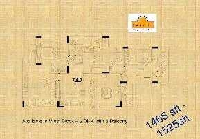 Floor plan of 3 BHK 1525 Sq. Ft. Apartment in Kolte Patil Surabhi Apartment, Bangalore