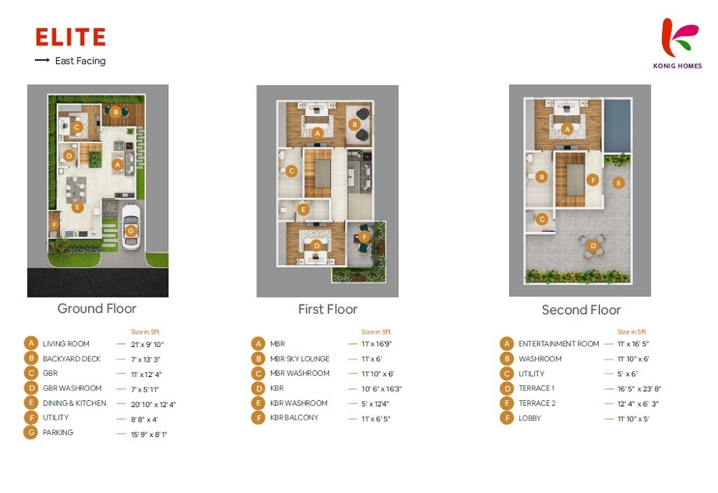 Floor plan of 4 BHK 2800 Sq. Ft. Villa in Konig Orange County, Bangalore