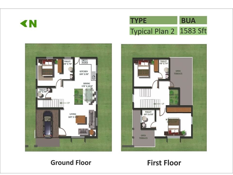 Floor plan of 3 BHK Apartment - 1583 sq. ft. in Kristal Chrysolite, Bangalore