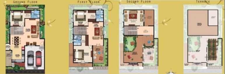 Floor plan of 3 BHK 2181 Sq. Ft. Villa in KSR Basil, Bangalore