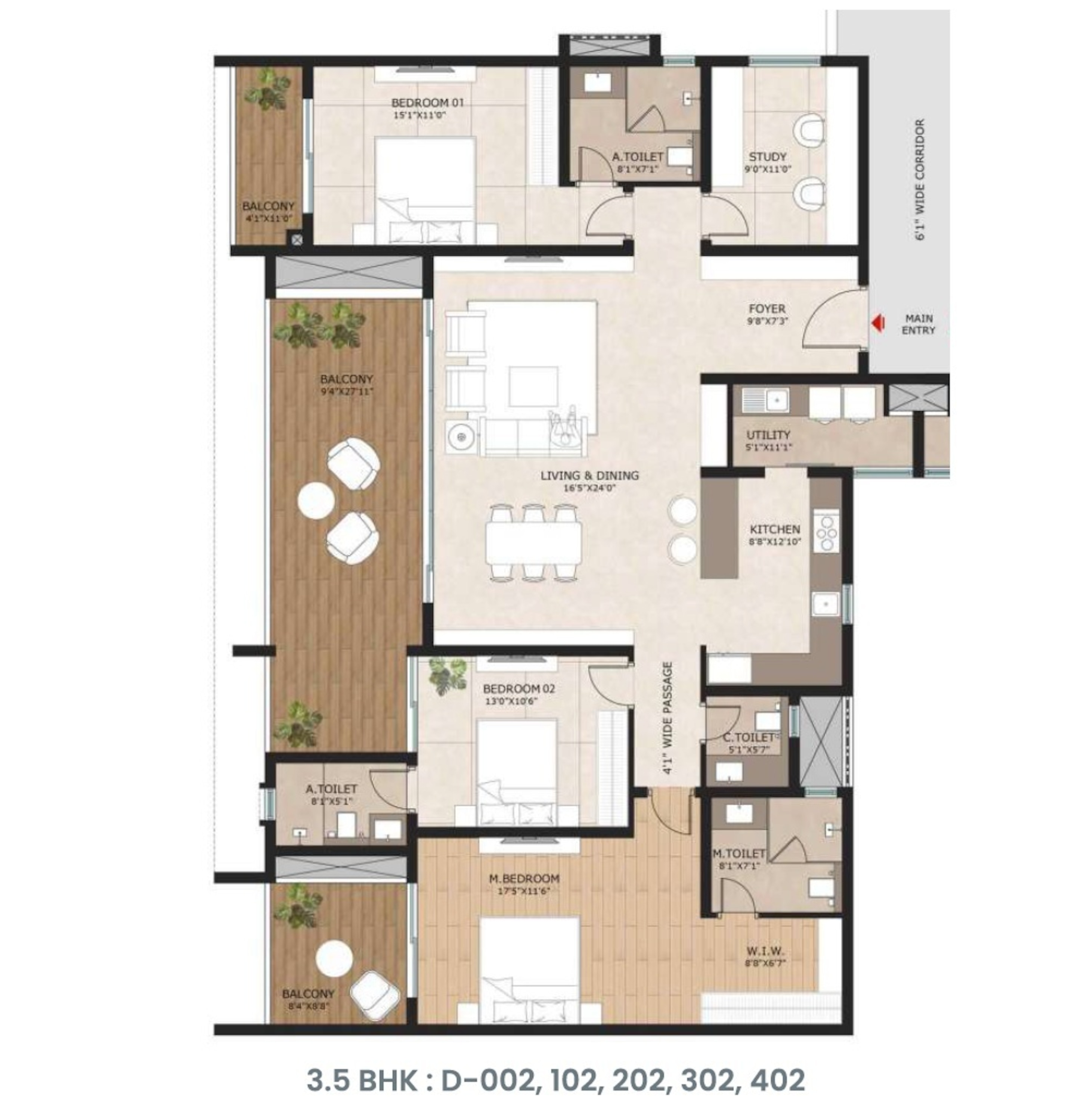 3 BHK 2680 Sq. Ft. Apartment in Kumar Plumeria