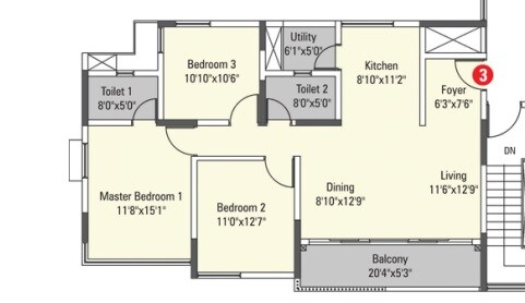 3 BHK 1495 Sq. Ft. Apartment