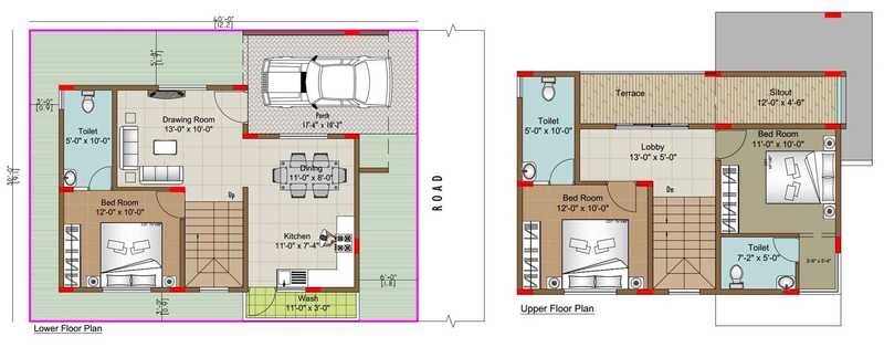 Floor plan of 3 BHK 1293 Sq. Ft. Villa in Kumari Hamlet Phase I, Bangalore