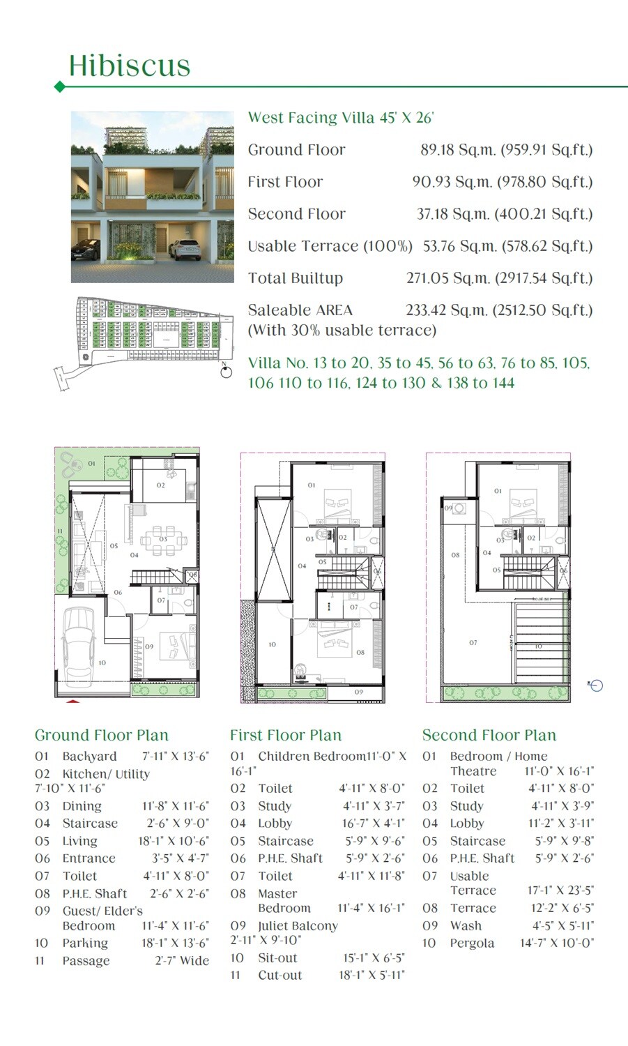 Floor plan of 4 BHK 2512 Sq. Ft. Villa in Kumari Nautilus, Bangalore