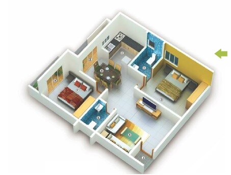 2 BHK 1053 Sq. Ft. Apartment