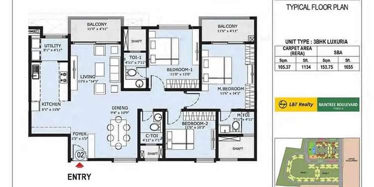 l&t raintree boulevard phase 2 apartment 3 bhk 1134sqft 20234207164210