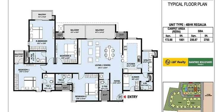 l&t raintree boulevard phase 2 apartment 4 bhk 1861sqft 20234507164522