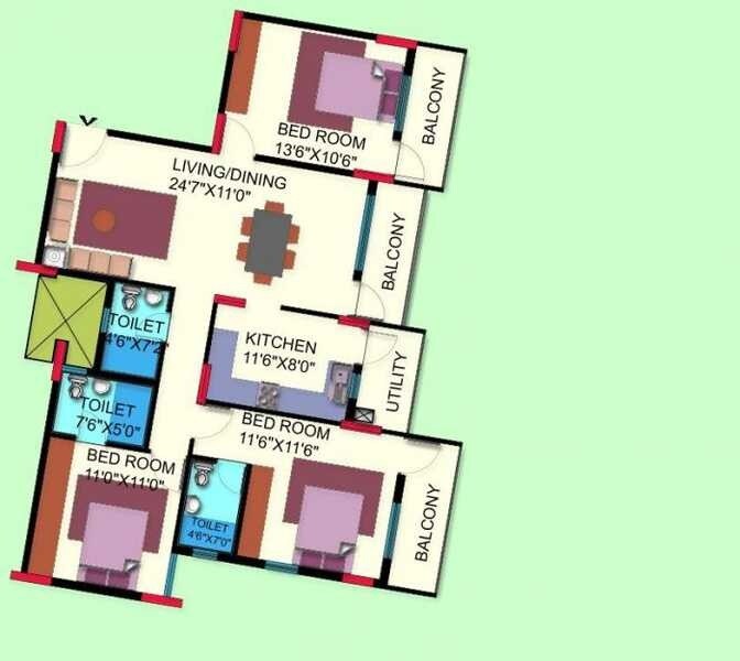 3 BHK 1459 Sq. Ft. Apartment