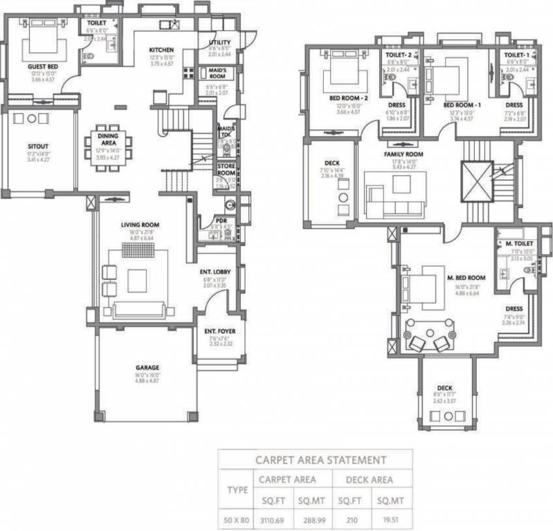 Floor plan of 4 BHK 3111 Sq. Ft. Villa in Lakepoint Villa Phase 1A, Bangalore