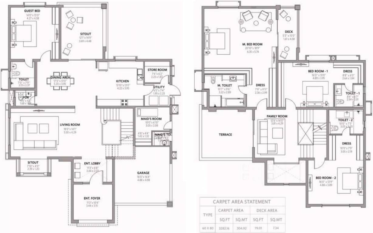 Floor plan of 4 BHK 3282 Sq. Ft. Villa in Lakepoint Villa Phase 1B, Bangalore