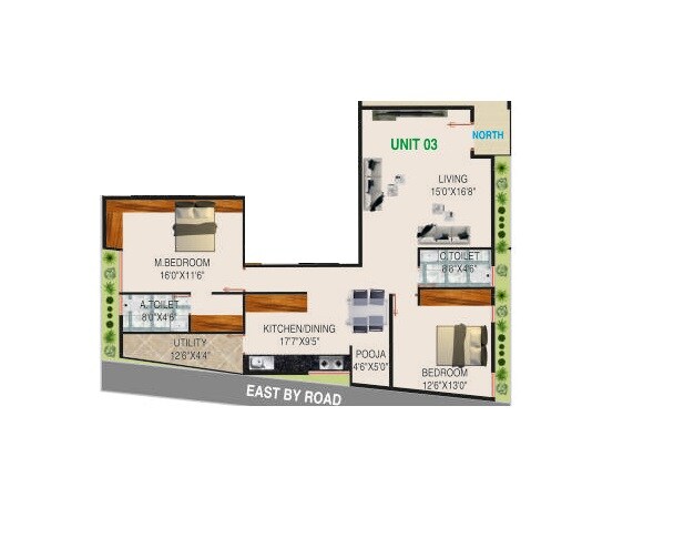 Floor plan of 2 BHK 1200 Sq. Ft. Apartment in Lavish Spaces Svasti Residence, Bangalore