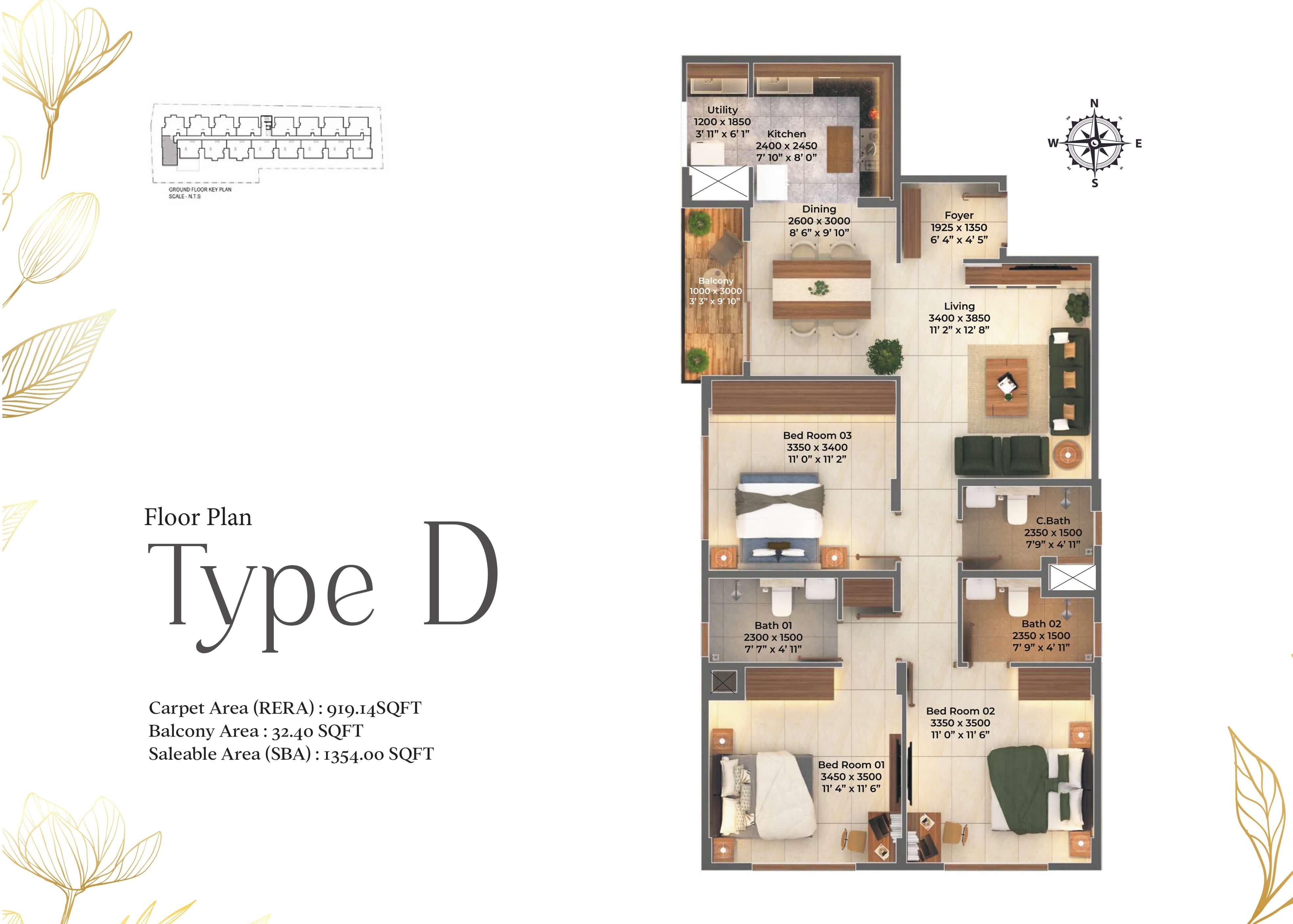 3 BHK 1354 Sq. Ft. Apartment