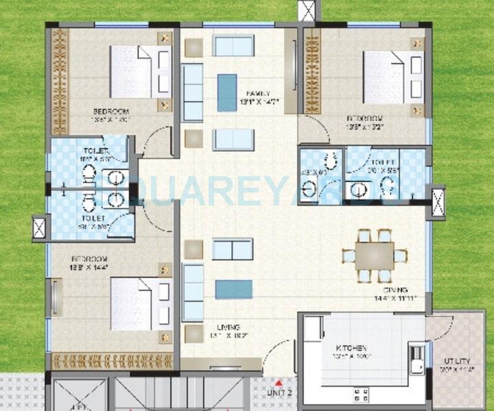 Floor plan of 4 BHK 4115 Sq. Ft. Apartment in Legacy Adonia, Bangalore