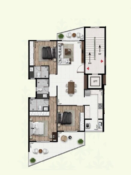 3 BHK 1880 Sq. Ft. Apartment