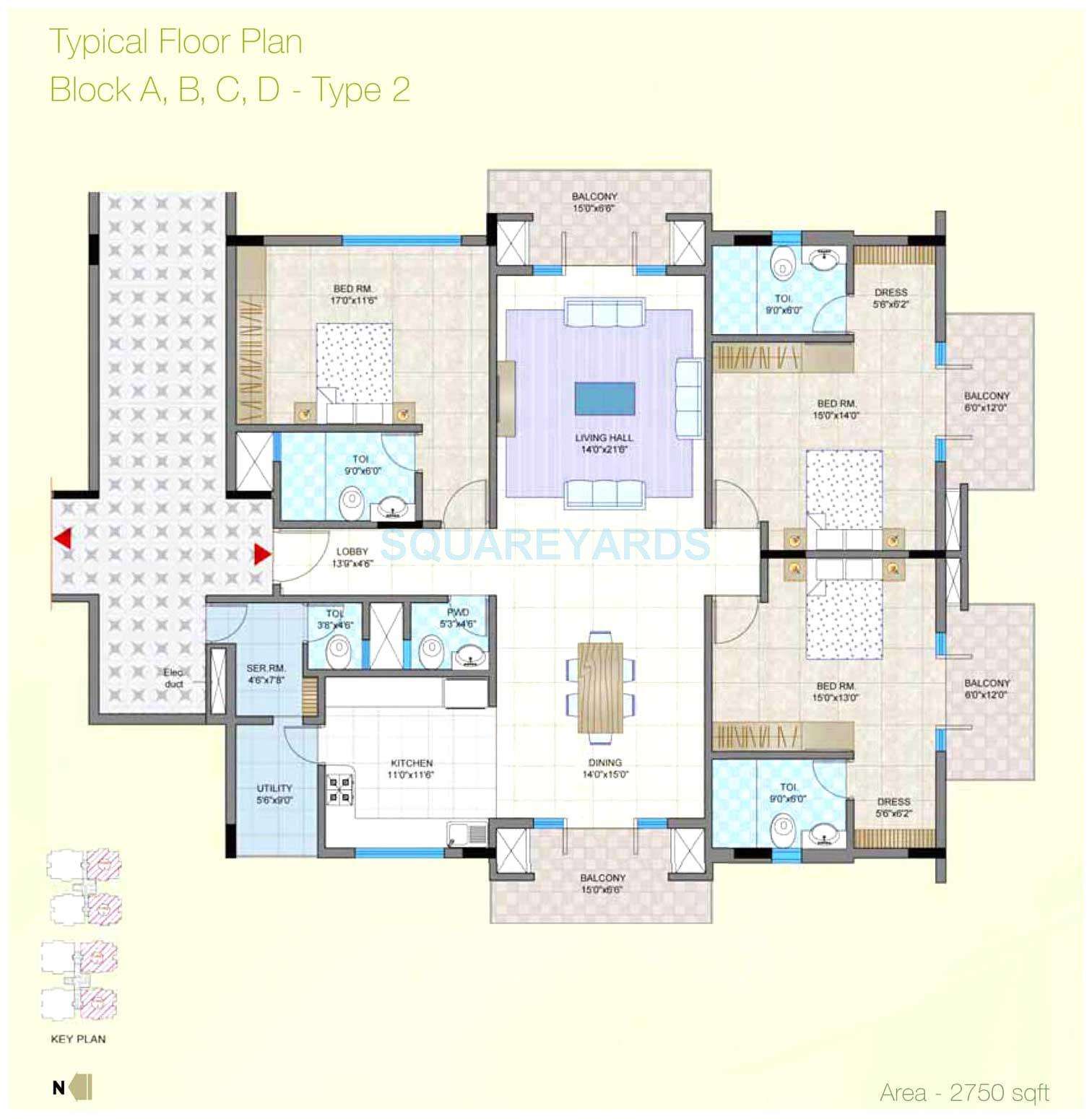 3 BHK 2750 Sq. Ft. Apartment in Legacy Dimora