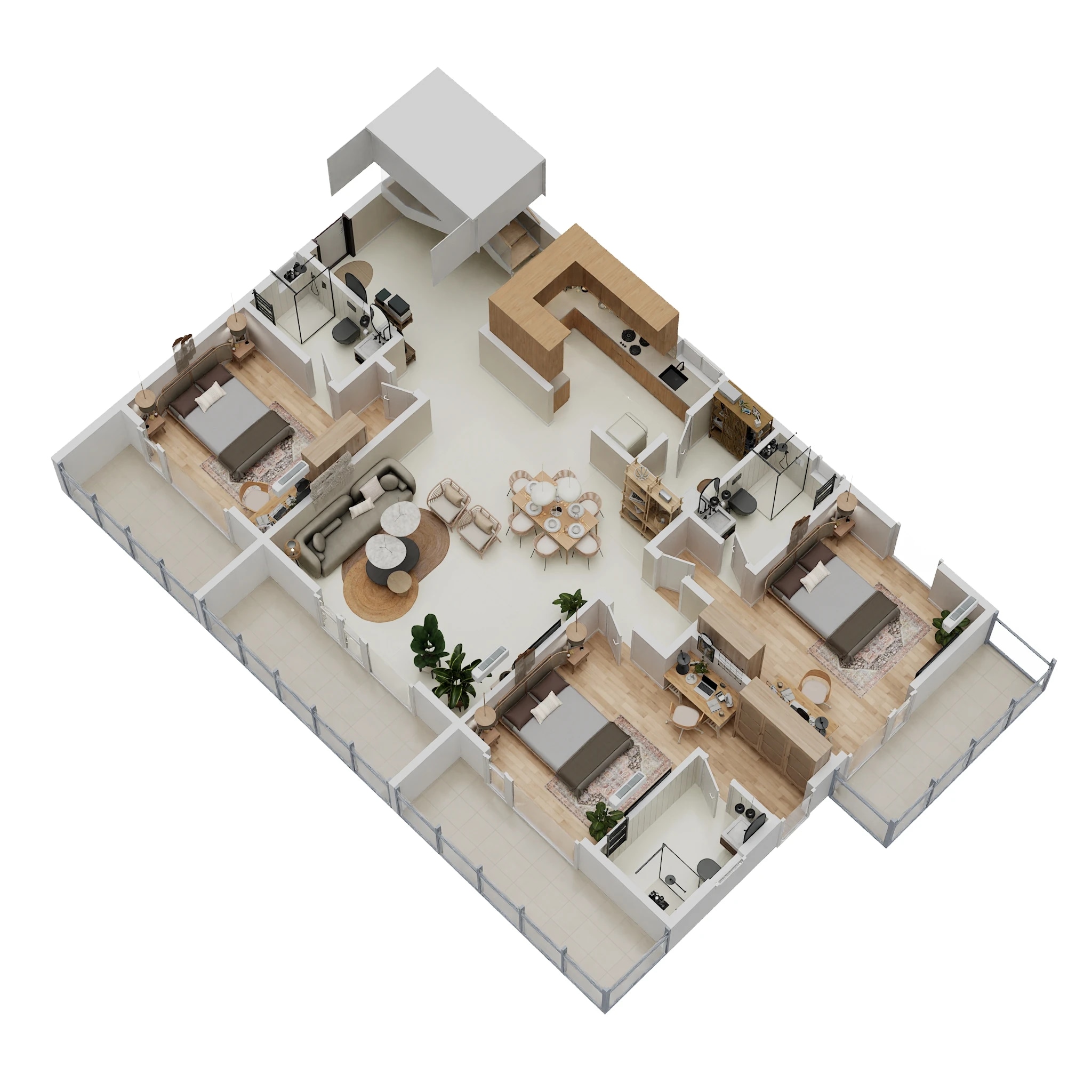 Floor plan of 4 BHK 3077 Sq. Ft. Apartment in Lewis El Roi, Bangalore