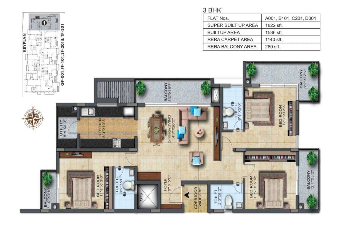 lh casa flora apartment 3 bhk 1822sqft 20204725074734