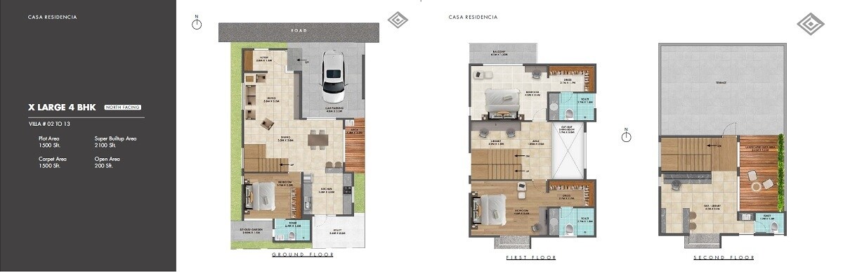 Floor plan of 4 BHK 2100 Sq. Ft. Villa in LH Casa Residencia, Bangalore