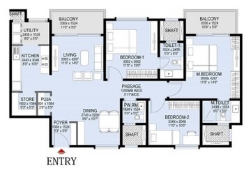  3 BHK Apartment at LnT Raintree Boulevard, Hebbal – for Rent
