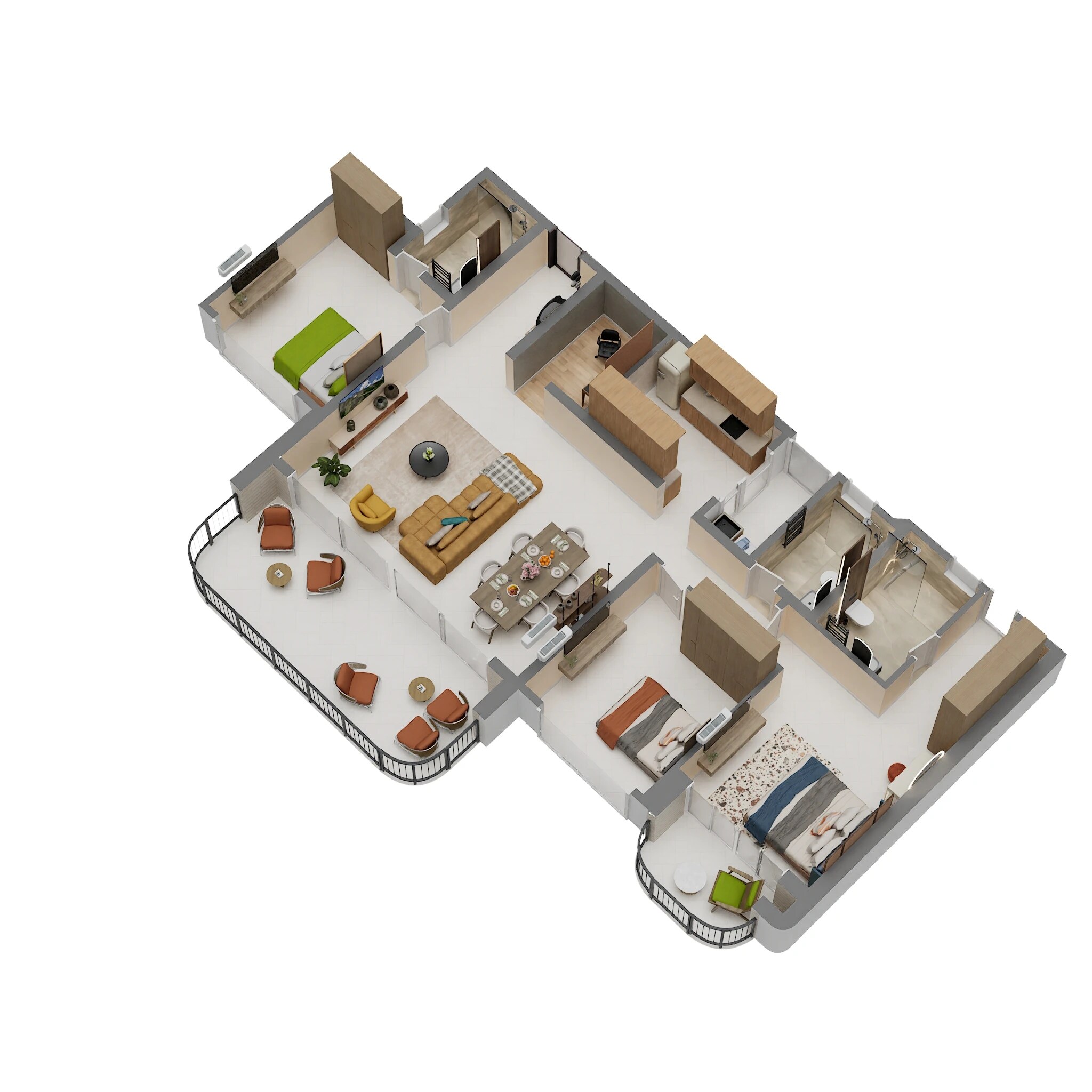 Floor plan of 3 BHK 2200 Sq. Ft. Apartment in Lodha Elanza, Bangalore