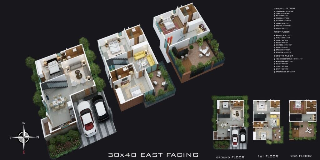 Floor plan of 4 BHK 2590 Sq. Ft. Villa in Luxuria Aurelius, Bangalore