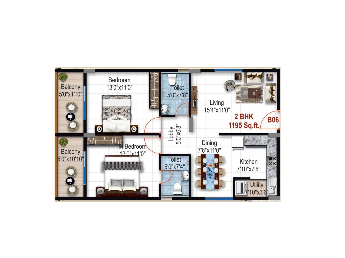 2 BHK 1195 Sq. Ft. Apartment in LVS Classic