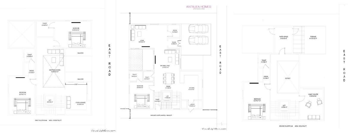 Floor plan of 5 BHK 4800 Sq. Ft. Villa in M1 Antaliea Homes, Bangalore