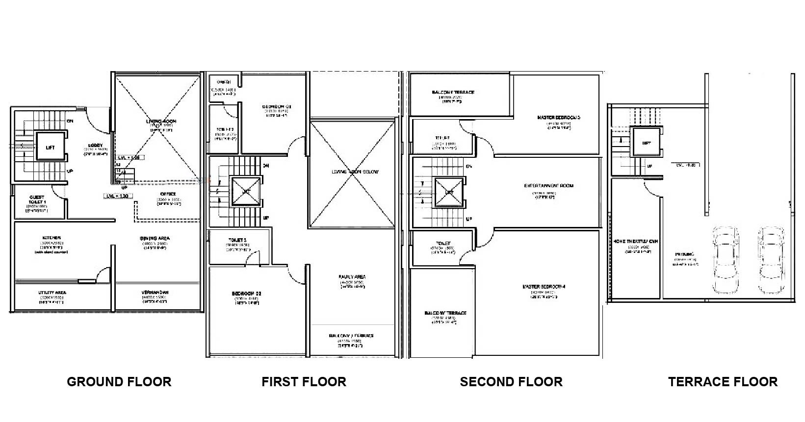 Floor plan of 5 BHK 5576 Sq. Ft. Villa in M1 Aureus, Bangalore