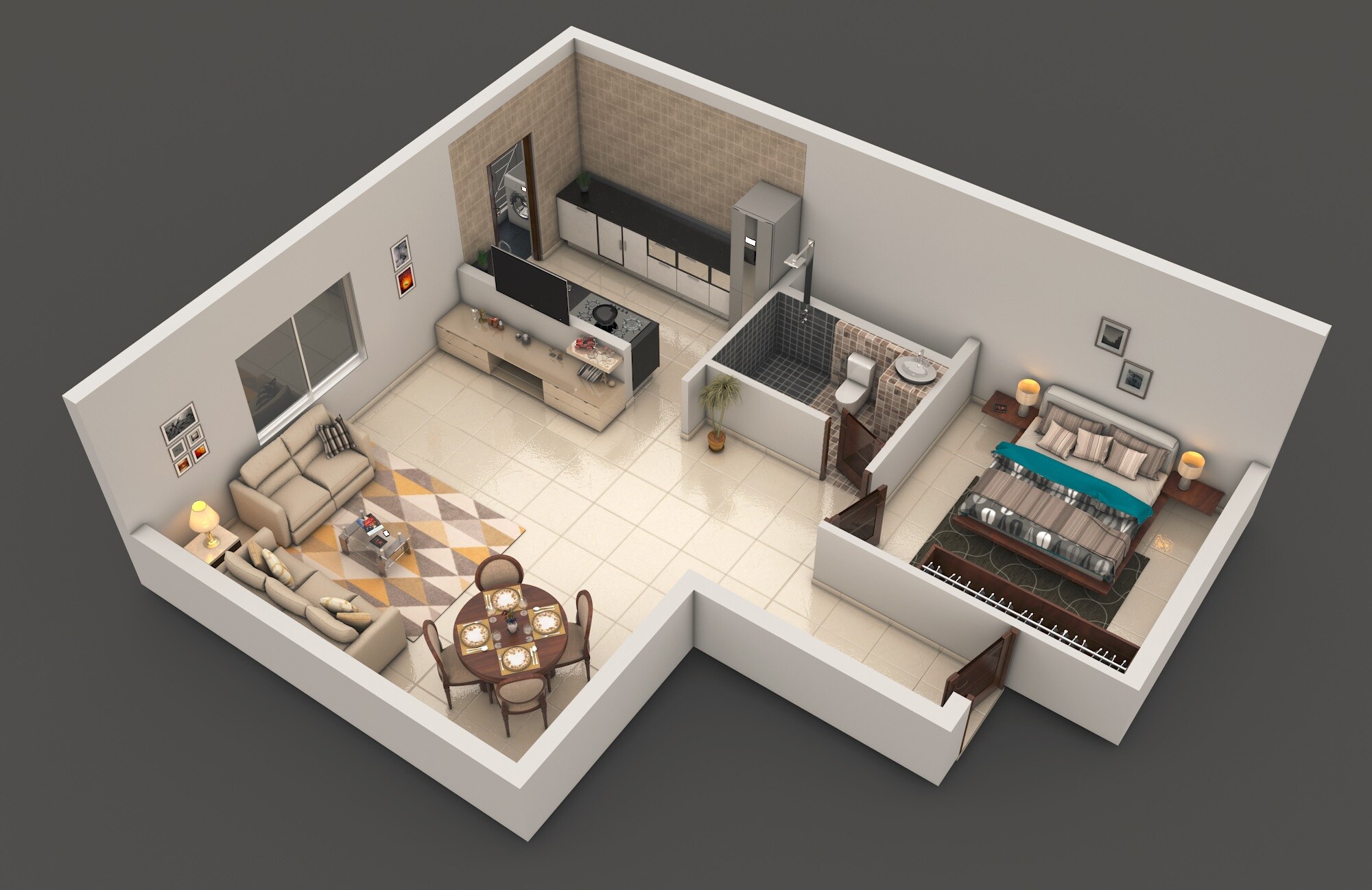 Floor plan of 1 BHK 831 Sq. Ft. Apartment in Maarq Arena, Bangalore