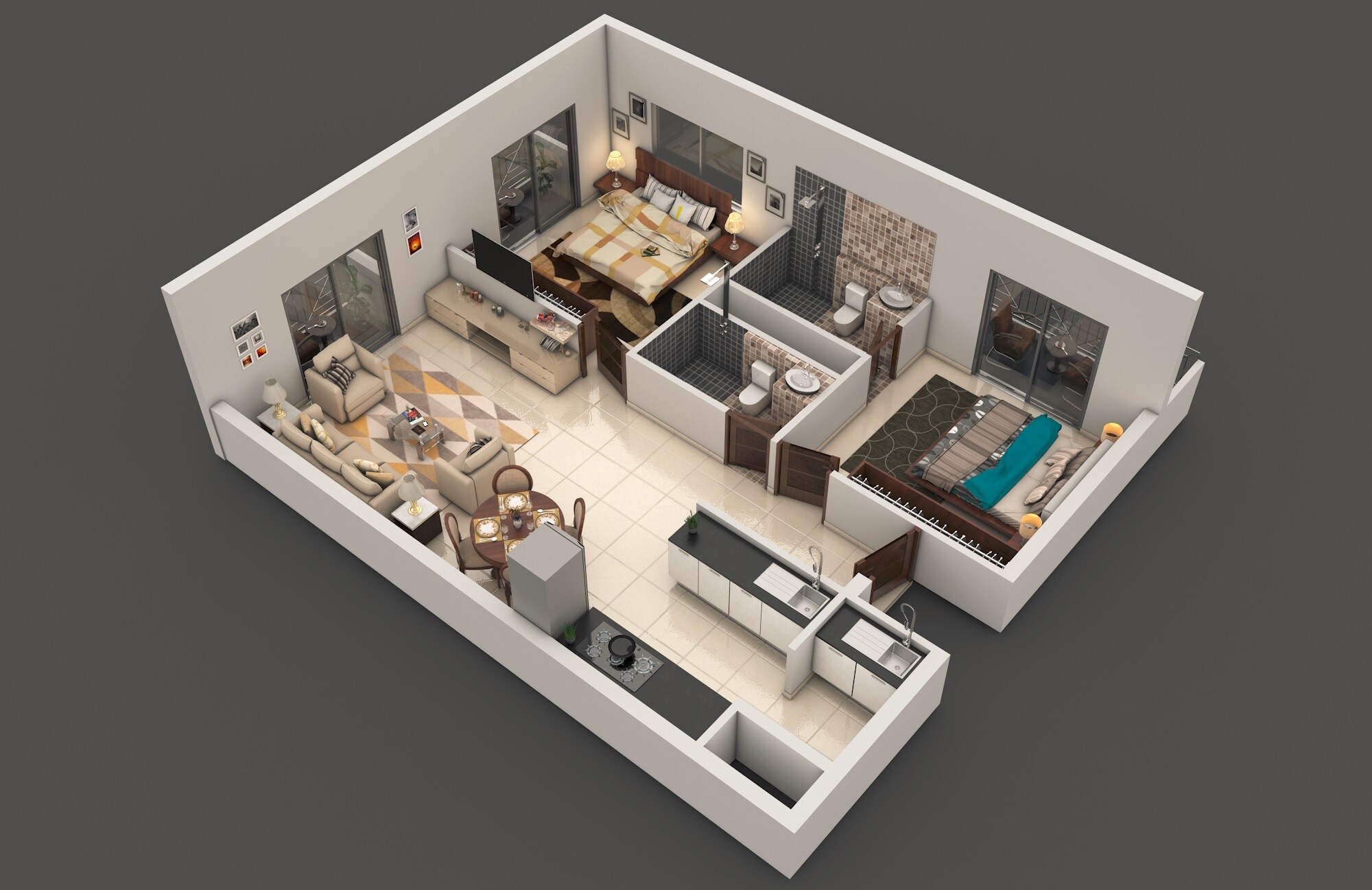 Floor plan of 2 BHK 1094 Sq. Ft. Apartment in Maarq Arena, Bangalore