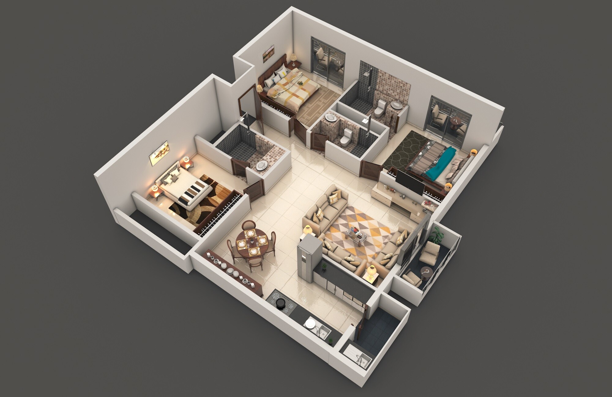 Floor plan of 3 BHK 1506 Sq. Ft. Apartment in Maarq Arena, Bangalore