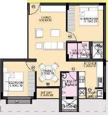 Floor plan of 2 BHK 1121 Sq. Ft. Apartment in Maarq Tranquil, Bangalore