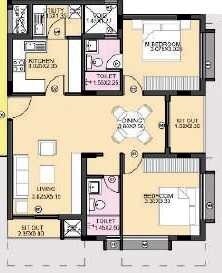 Floor plan of 2 BHK 1311 Sq. Ft. Apartment in Maarq Tranquil, Bangalore