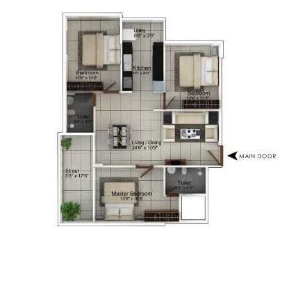3 BHK 1615 Sq. Ft. Apartment in Mahabaleshwara Classique Mayflower