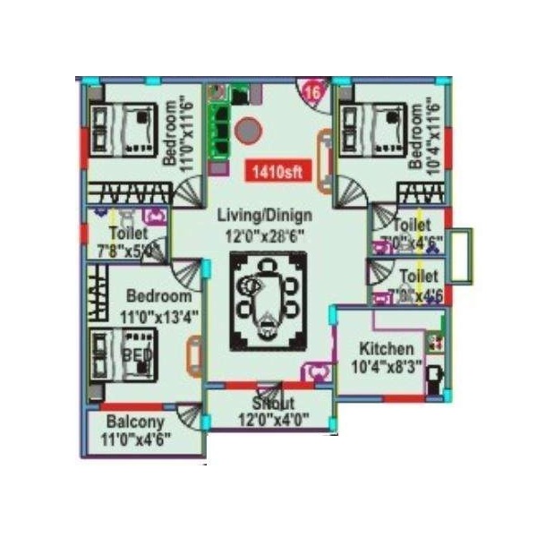 mahaveer clover apartment 3 bhk 1410sqft 20264203154254