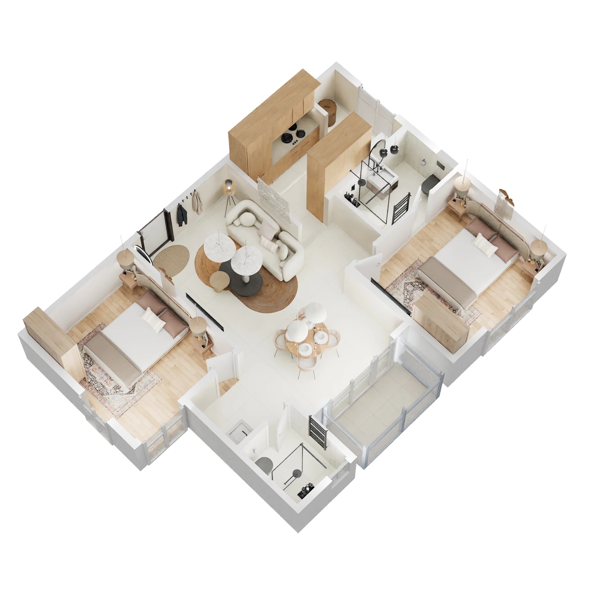 Floor plan of 2 BHK 1216 Sq. Ft. Apartment in Mahaveer Highlands, Bangalore