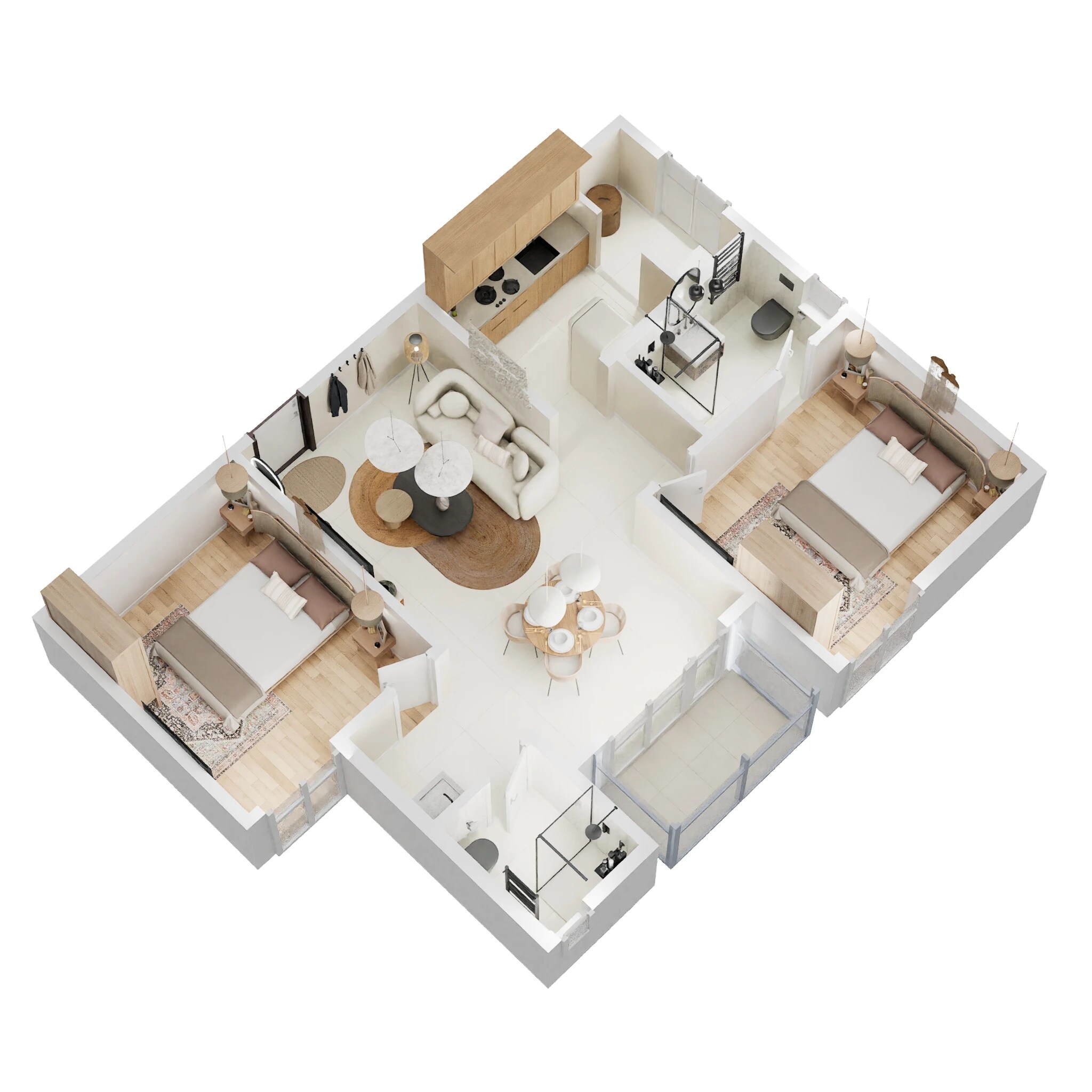 Floor plan of 2 BHK 964 Sq. Ft. Apartment in Mahaveer Highlands, Bangalore