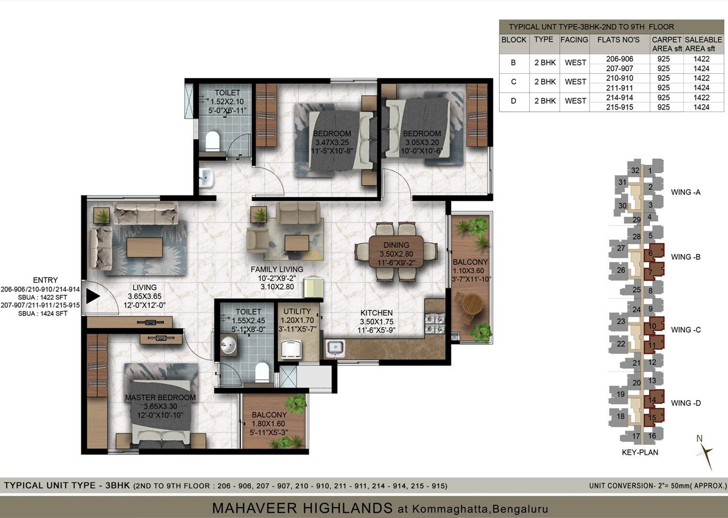 3 BHK 1422 Sq. Ft. Apartment