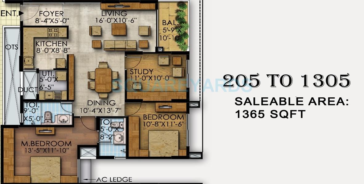 2 BHK 1365 Sq. Ft. Apartment