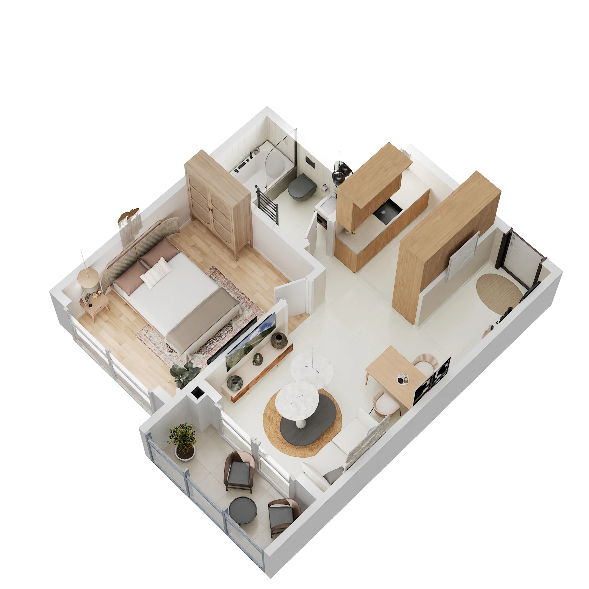 1 BHK 605 Sq. Ft. Apartment