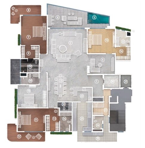 Floor plan of 4 BHK 4750 Sq. Ft. Apartment in MAIA Pelican Grove, Bangalore