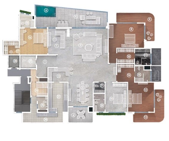 Floor plan of 4 BHK 5250 Sq. Ft. Apartment in MAIA Pelican Grove, Bangalore