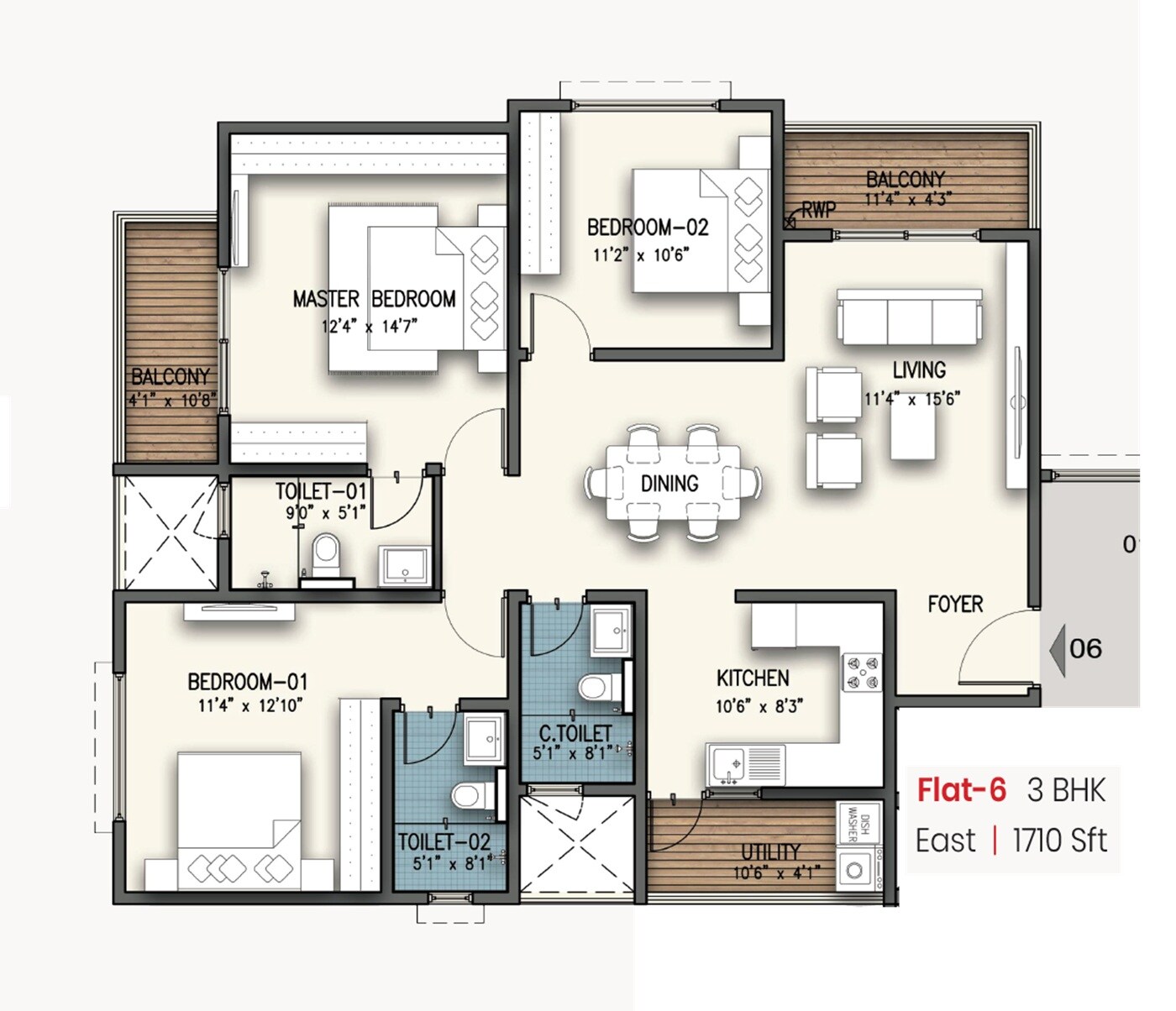3 BHK 1710 Sq. Ft. Apartment