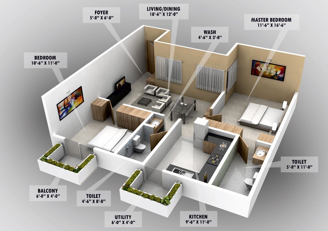 2 BHK 1065 Sq. Ft. Apartment