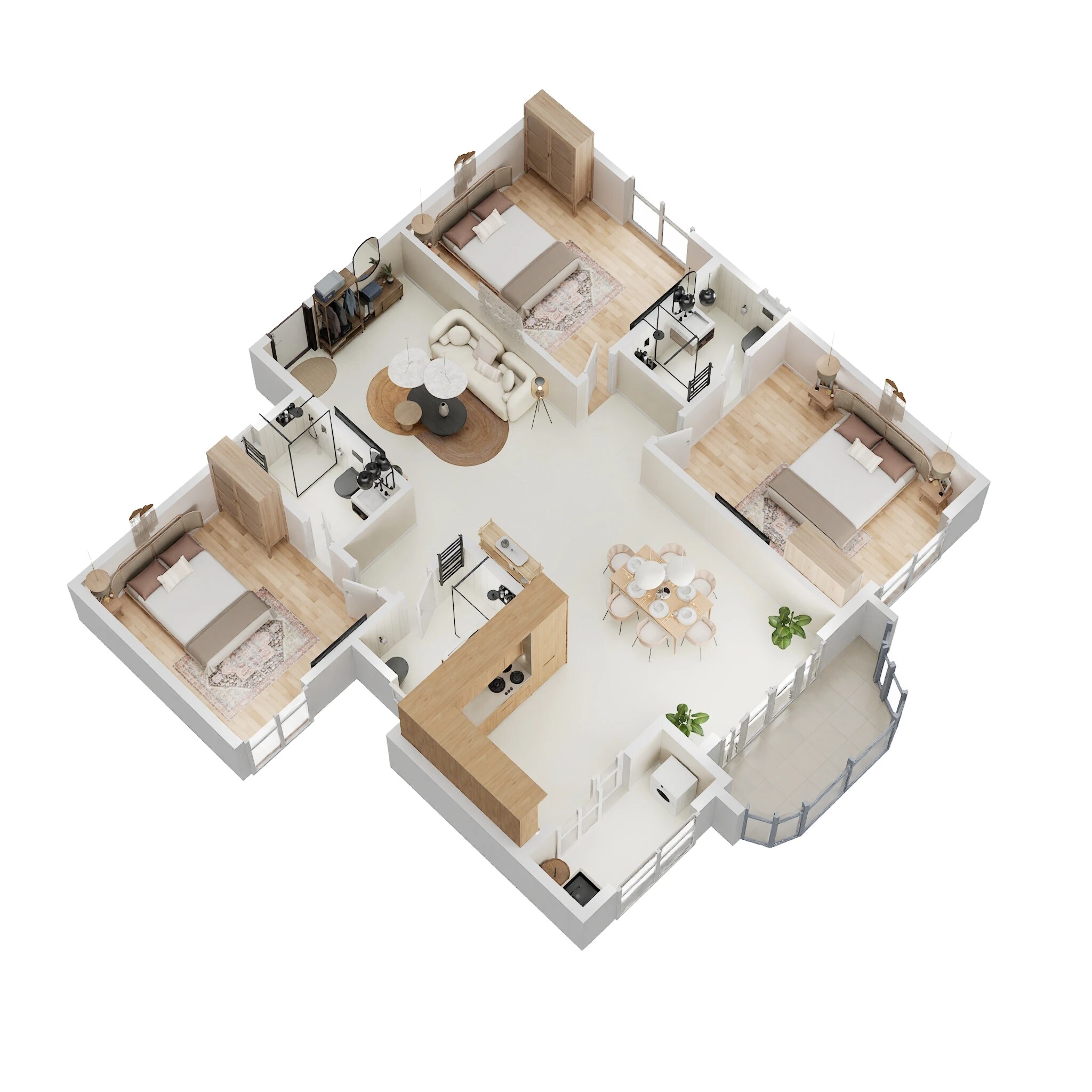 Floor plan of 3 BHK 1586 Sq. Ft. Apartment in Mana Cresta, Bangalore