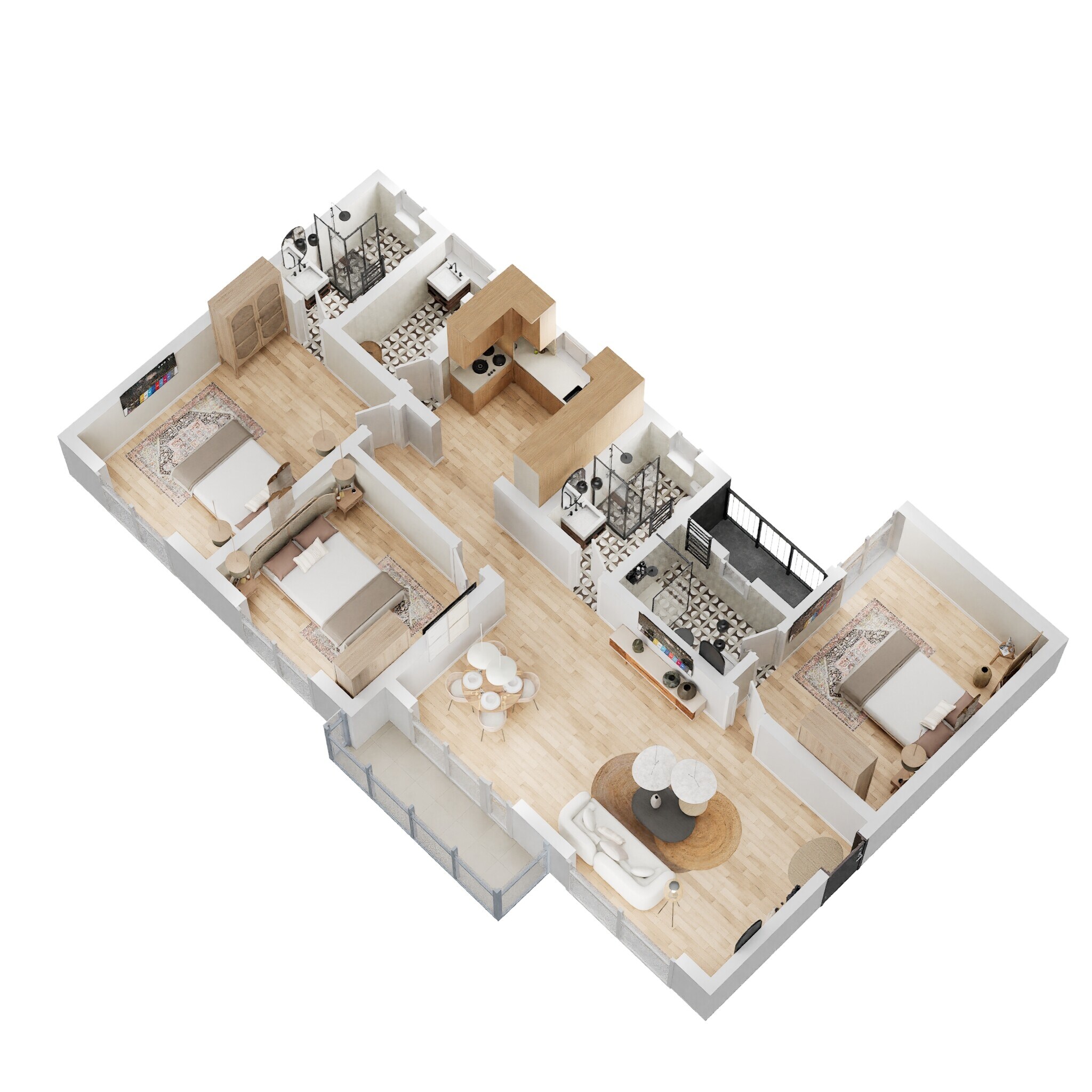Floor plan of 3 BHK 1600 Sq. Ft. Apartment in Mana Dale, Bangalore