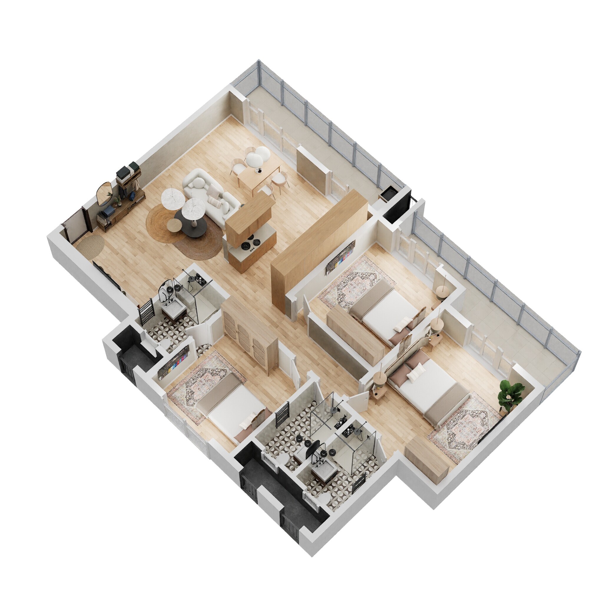 Floor plan of 3 BHK 1822 Sq. Ft. Apartment in Mana Dale, Bangalore